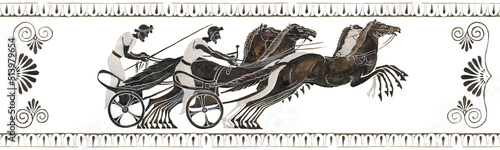  Terracotta Bowl Ancient Greek Art. Cavalry. Web banner.