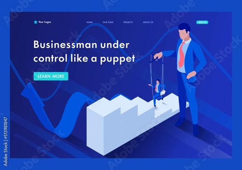 Canvastavla Isometric The businessman is under control like a puppet
