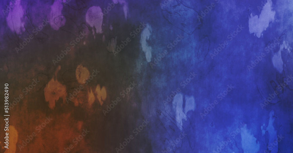 Vibrant grungy background with distressed pattern. Colorful dusty template. Texture and elements for your design. Wallpaper with scratches and stains. Gothic wall.