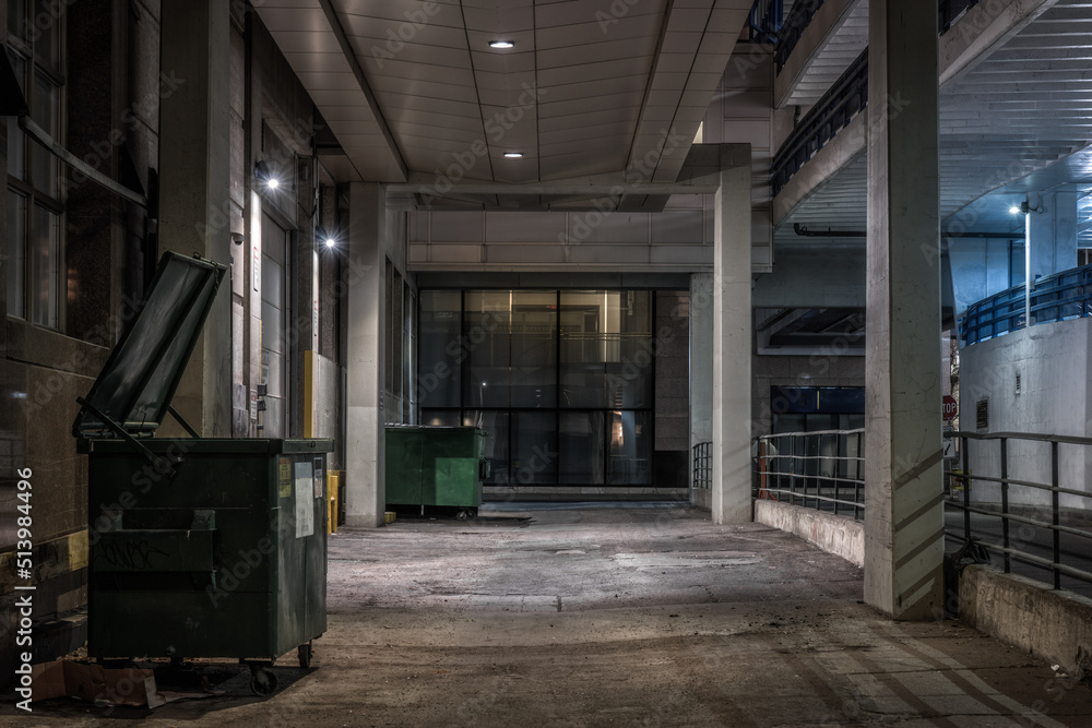 Dark empty illuminated back alley Dark empty illuminated back alley