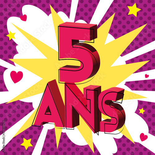 5 ans Carte Anniversaire popart Rose sources