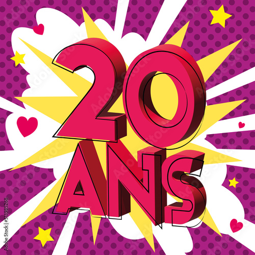 20 ans Carte Anniversaire popart Rose sources