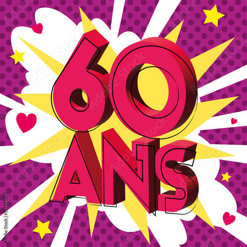 60 ans Carte Anniversaire popart Rose sources