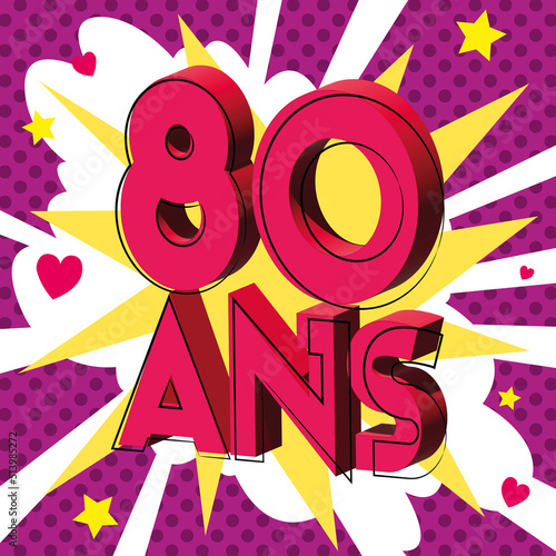 80 ans Carte Anniversaire popart Rose sources
