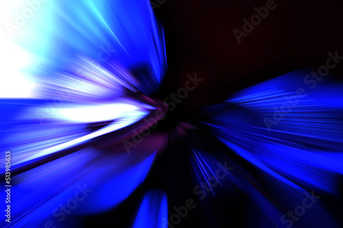 Fast high speed blur zoom background. Light technology abstract wallpaper. Colorful vibrant flashes of light energy. Warped graphic motion background. Dynamic blast flash. Acceleration effect. © Hybrid Graphics