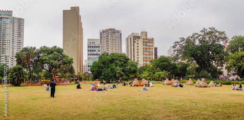 Sao Paulo, Brazil: people having leisure in Parque Augusta city park, at cloudy day	 photo