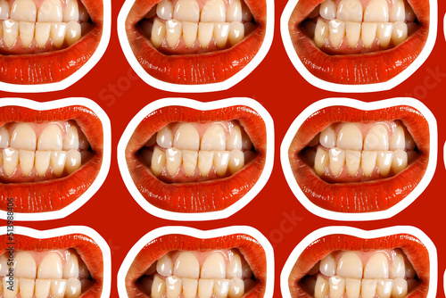 Boca vermelha com dentes brancos photo