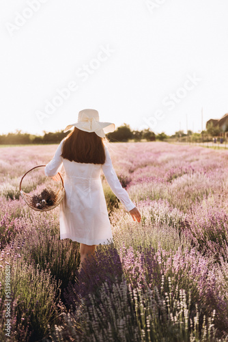 Woman in field with lavender