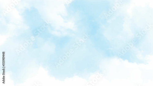 Watercolor illustration art abstract blue color texture background, clouds and sky pattern. Watercolor stain with hand paint, cloudy pattern on watercolor paper for wallpaper banner and any design