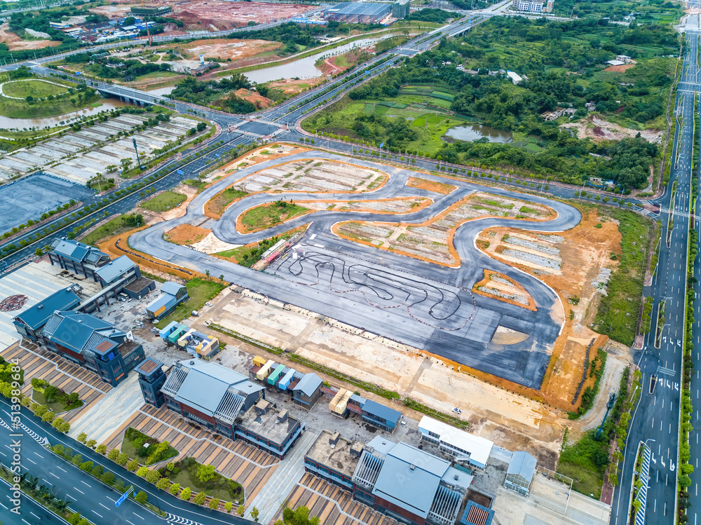Aerial photography of an urban professional car track Aerial photography of an urban professional car track
