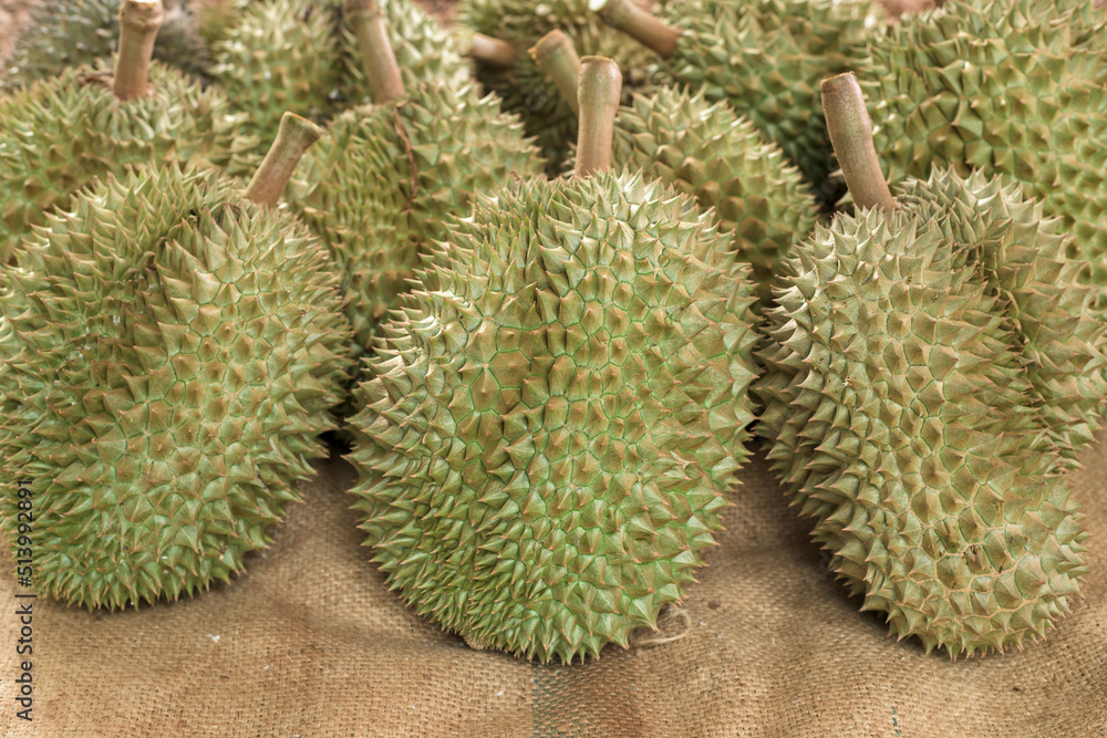 Close up of durian on the table. Close up of durian on the table.