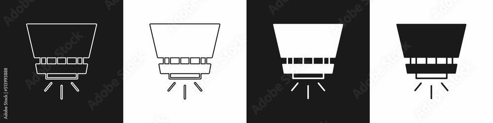 Set Fire sprinkler system icon isolated on black and white background. Sprinkler, fire extinguisher solid icon. Vector Set Fire sprinkler system icon isolated on black and white background. Sprinkler, fire extinguisher solid icon. Vector