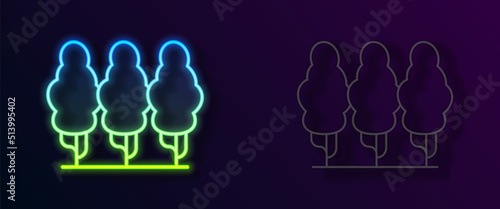 Glowing neon line Fruit trees icon isolated on black background. Agricultural plant. Organic farm product. Fruit garden. Gardening theme. Vector
