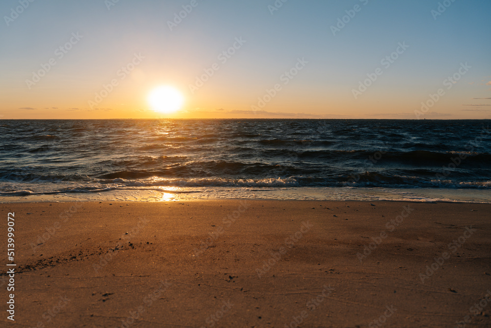 Closeup sea sand beach. Panoramic beach landscape. Inspire tropical beach seascape horizon. . High-quality photo