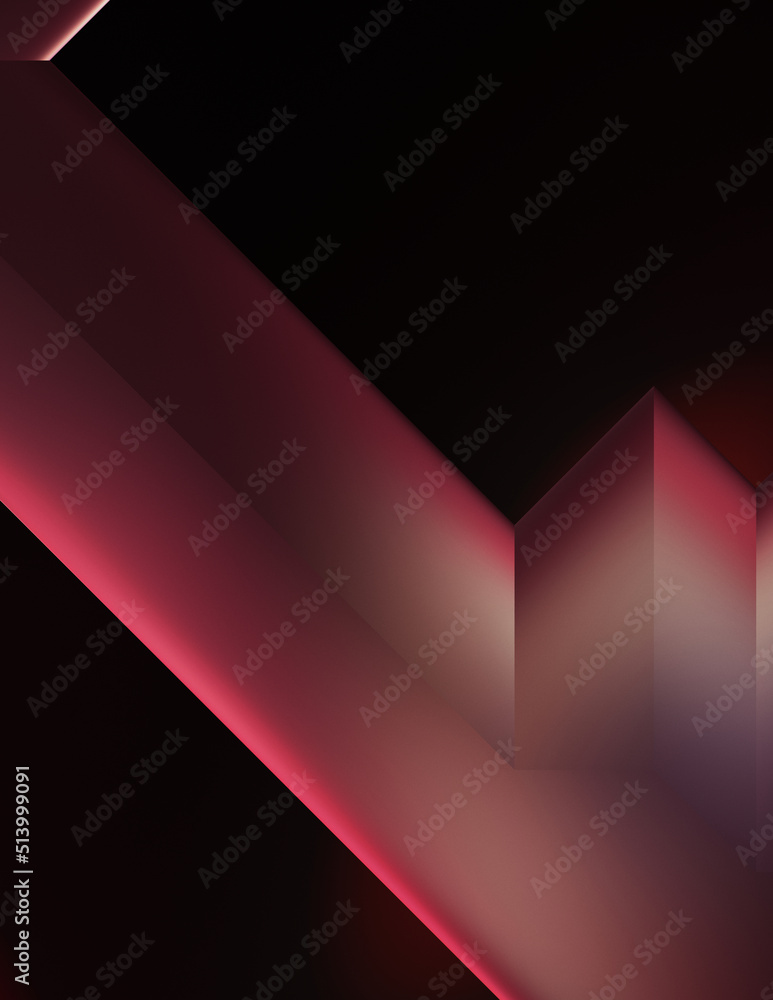 Obraz premium Geometric dynamic shapes. Technology digital template with shadows and lights on gradient background. Trendy simple geometric color gradient abstract background. 3D illustration.
