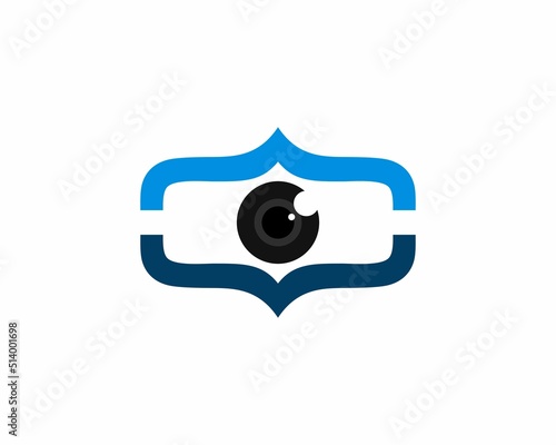 Code symbol in eye shape logo
