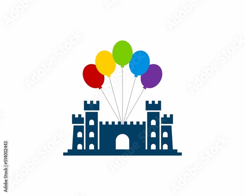 Balloon on the fortress castle vector logo