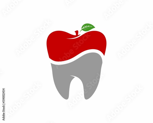 Combination teeth and red apple logo