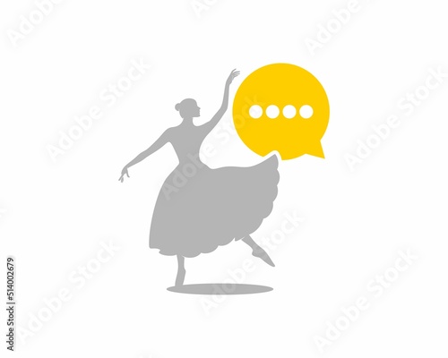 Woman ballerina with bubble chat logo