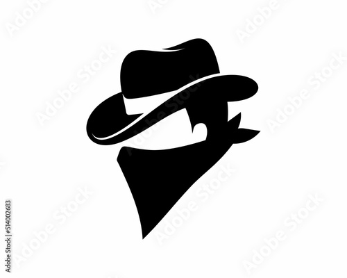 Simple bandit head silhouette vector logo photo