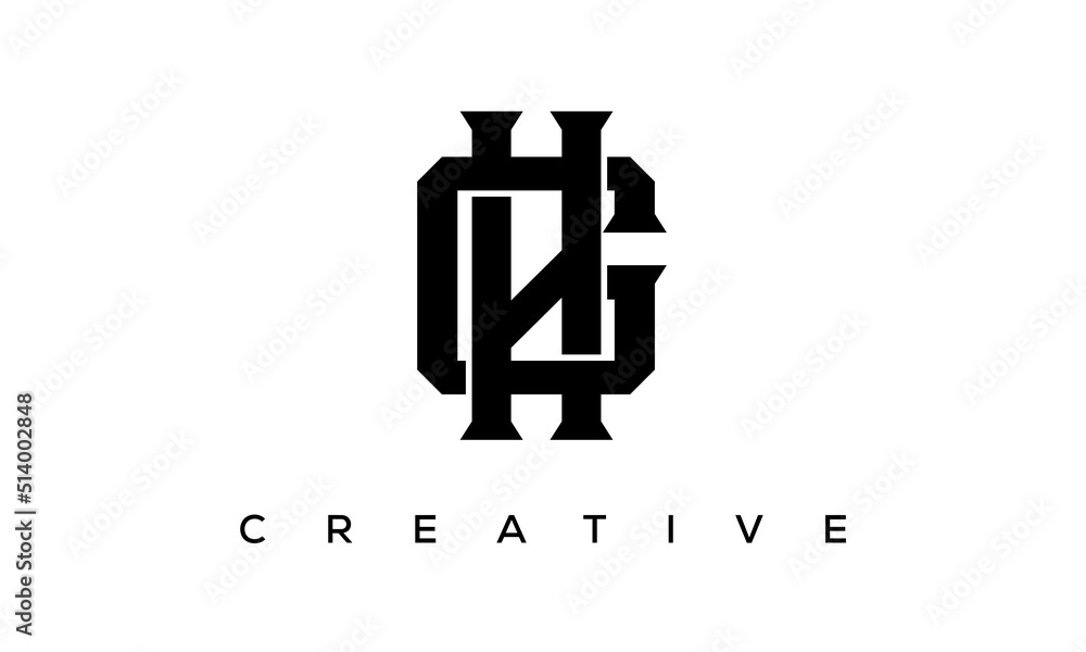 Initial letters GH, HG monogram logo design with creative style ...