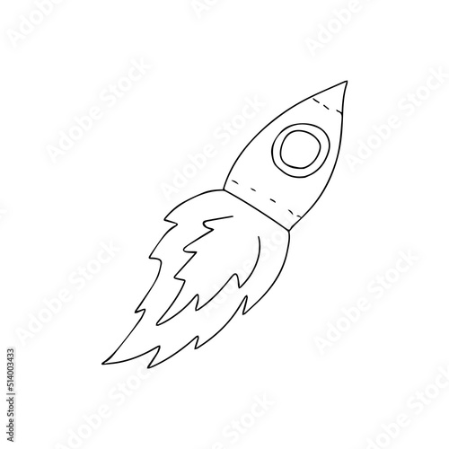 Vector drawn spaceship, drawing in doodle style