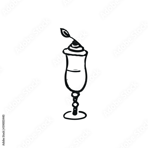 Doodle drawn vector cocktail with cherry