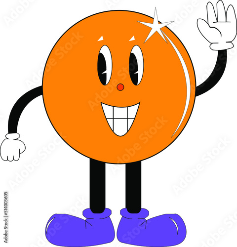 cartoon round character with long arms and legs in shoes. cheerful
