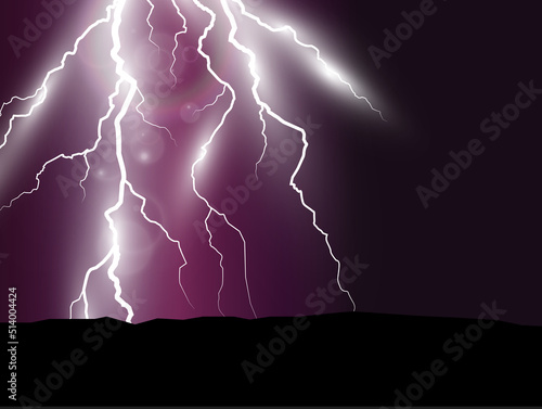 Vector image of realistic lightning. Flash of thunder on a transparent background.