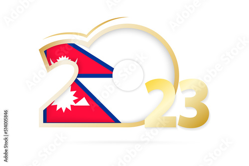 Year 2023 with Nepal Flag pattern.