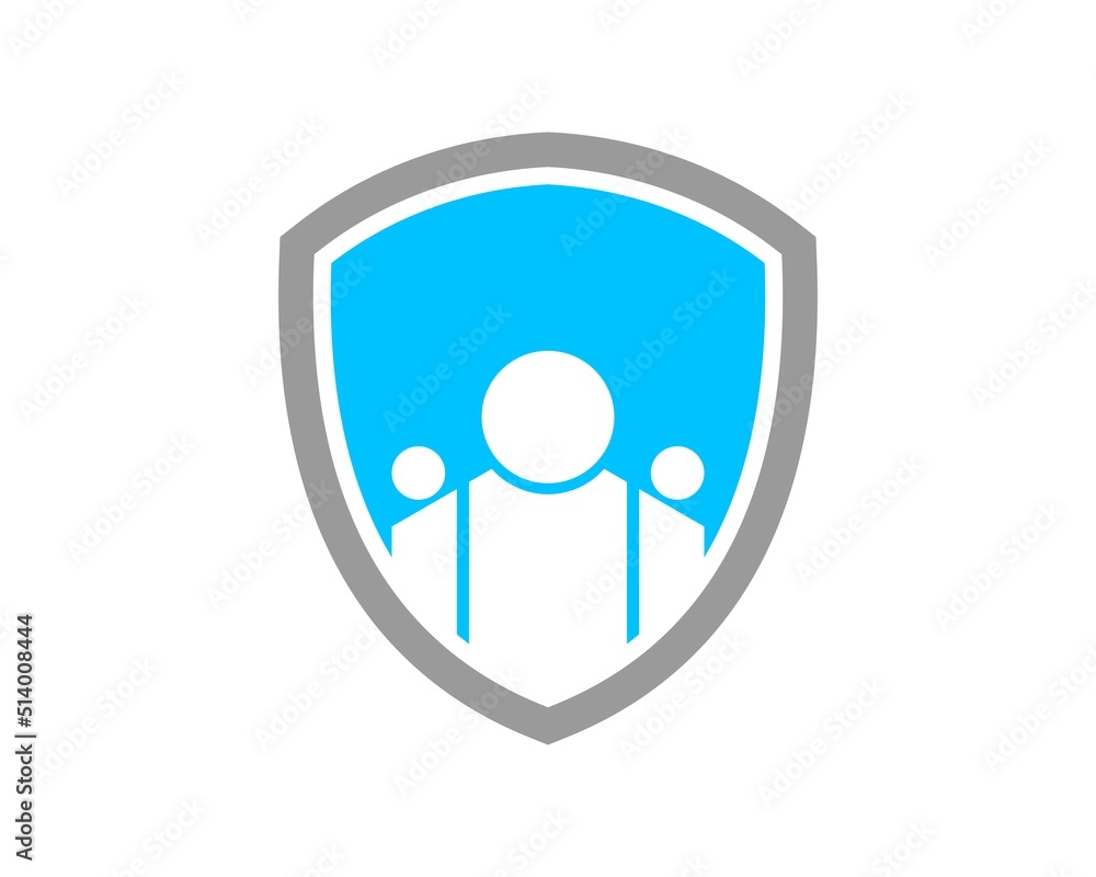 Shield with three abstract people inside Shield with three abstract people inside