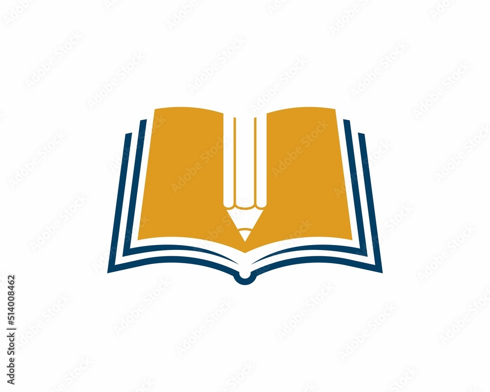 Open the book with pencil silhouette in the middle Open the book with pencil silhouette in the middle