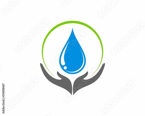 Water droplet on the wishing hand logo