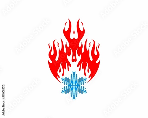 Fire flame and snowflake logo illustration