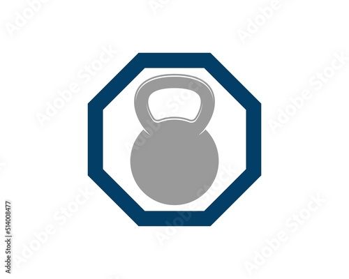 Hexagonal shape with gym kettle bell inside