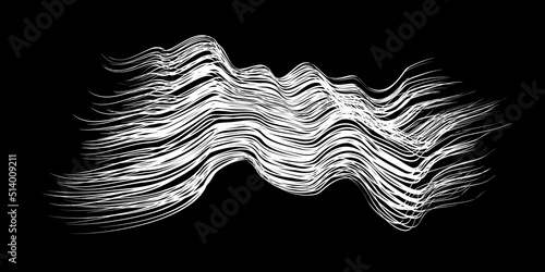 White flow brushstroke on white background.. Fluffy bunch of white politics. Abstract disheveled fibres. Vector illustration swirl blur. Crayons and chalk paint, fibers, hair and bunch