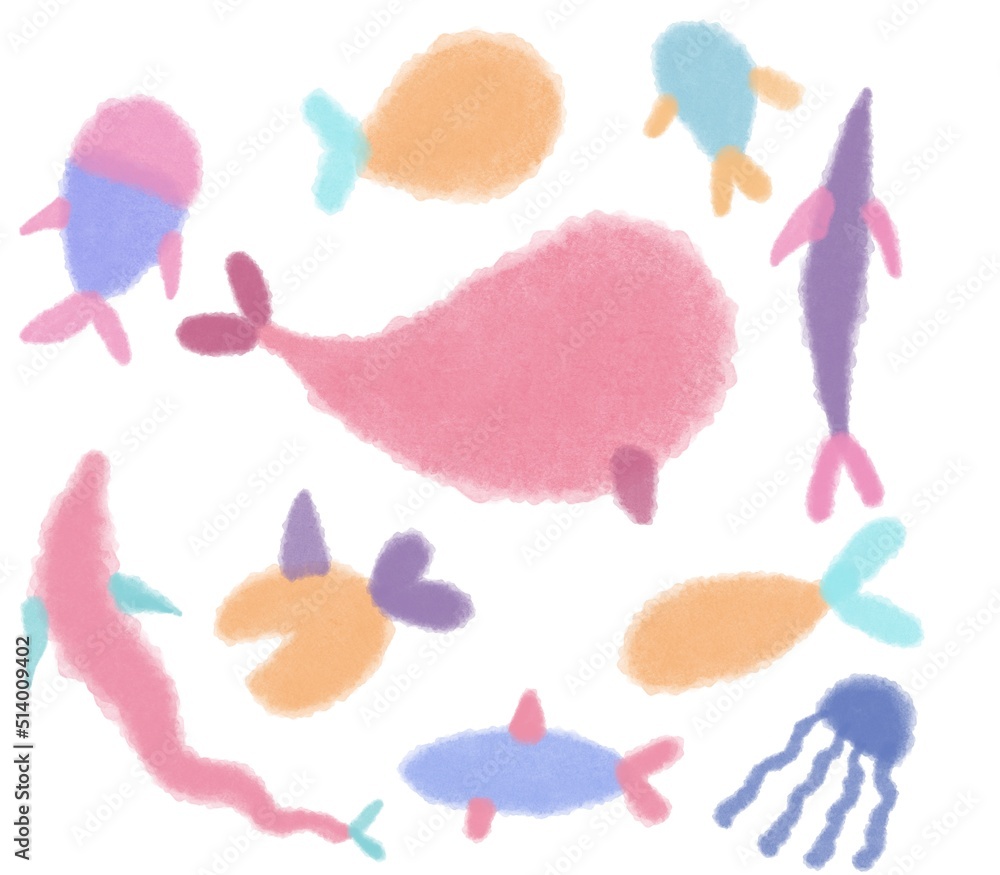 Fototapeta premium Watercolor fish. Sea fish set illustration isolated on white background.