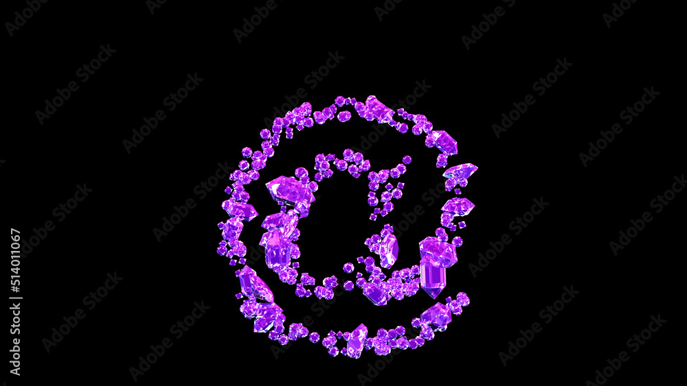 at sign made of rose fashion diamonds or symbol on black, isolated - object 3D rendering at sign made of rose fashion diamonds or symbol on black, isolated - object 3D rendering