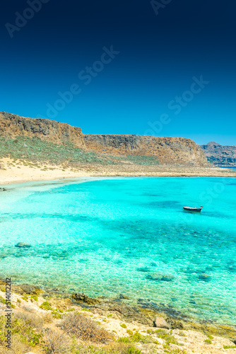 Amazing crystal clear water on the shoreline of Gramvousa Island, Crete, Greece
