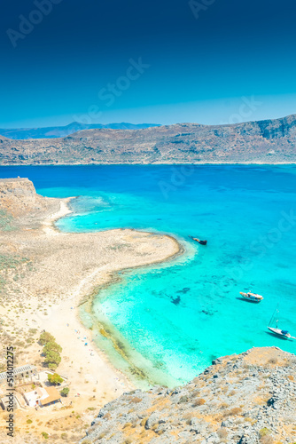 Crystal clear water of the Balos Lagoon, Crete, Greece