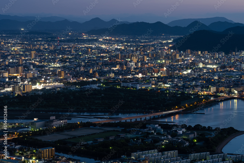 【旅行】屋島から見る香川県の街の夜景　
