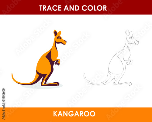 Hand drew kangaroo outline illustration trace and color