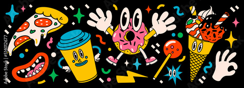 Cartoon vector Comic characters. Crazy cartoons Abstract vector collection in trendy retro comic style