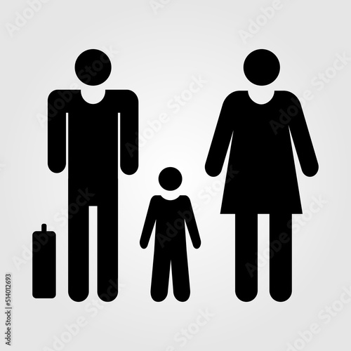 Black vector silhouette family icon on white background