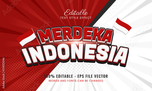 3d editable text effect for indonesia independence day in cartoon style Premium vector	