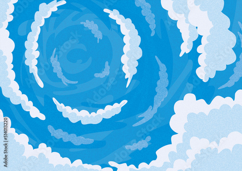 渦を巻いた青空と雲の背景
