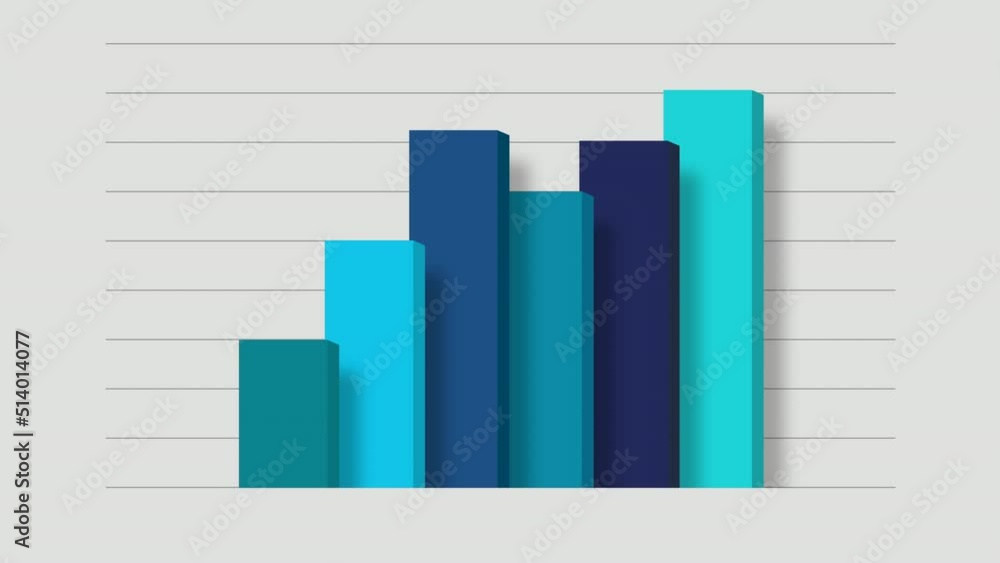 Growing blue bar chart isolated on gray background. 4K animation for business presentation. Growing blue bar chart isolated on gray background. 4K animation for business presentation.