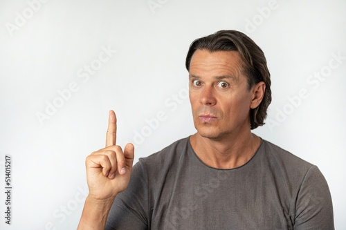 Middle aged man portrait on white background