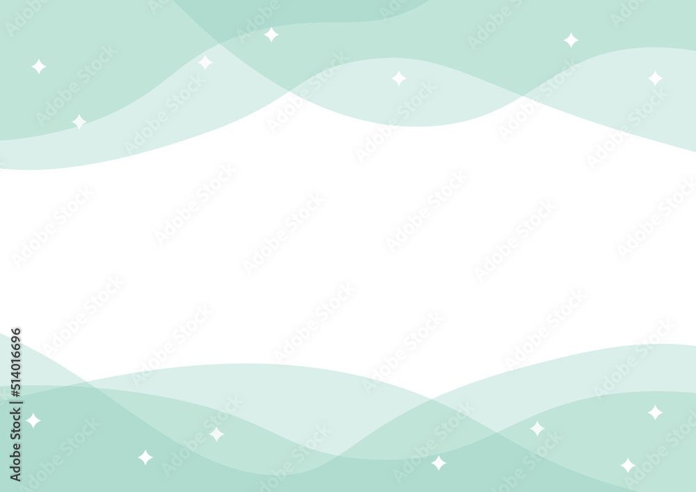 やわらかい曲線の背景　緑　横　フレーム