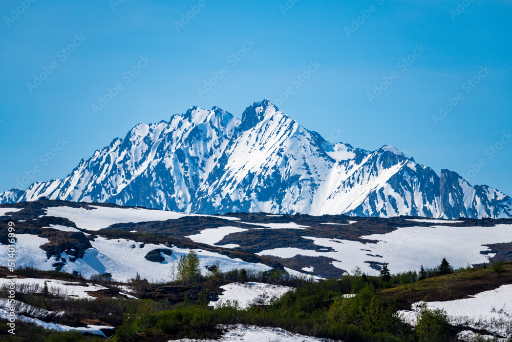 View of majestic mountains of Thompson Pass near Valdez in Alaska